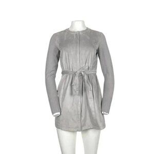 H By Halston Faux Suede Belted Trench Coat Light Grey Size 0